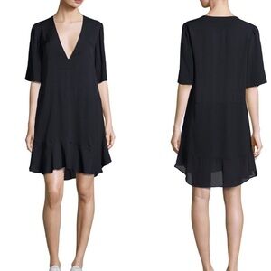 A.L.C. Delaney Short-Sleeve Silk Shift Dress Navy Blue Size 6